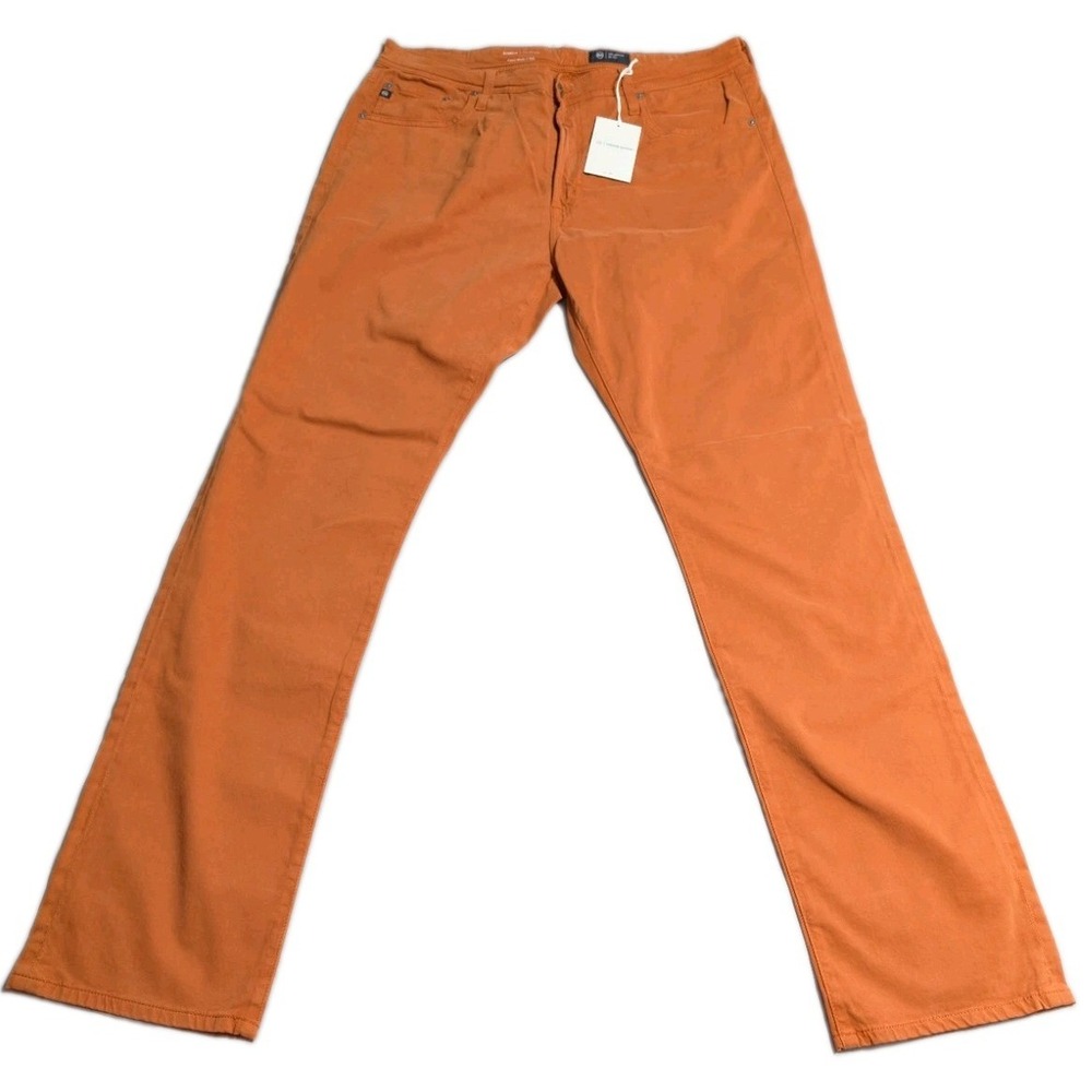 AG Adriano Goldschmied Everett Pants Mens 38x34 Orange Sueded Sateen NWT $198
